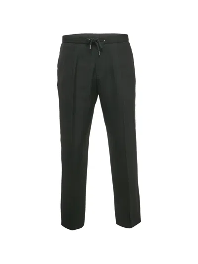 Pre-owned Hugo Boss Drawstring Pressed-crease Trousers In Black