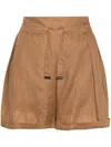 Hugo Boss Drawstring Ramie Shorts In Neutrals
