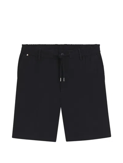 Hugo Boss Linen Polyester Viscose Elastane Shorts In Black