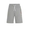 Hugo Boss Drawstring Shorts In French Terry With Stripes And Logo In Grey
