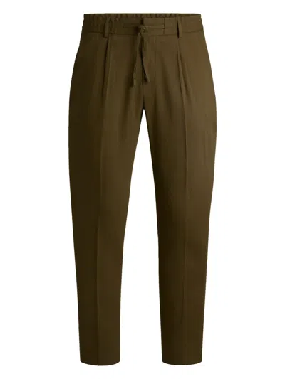 Hugo Boss Drawstring Straight-leg Trousers In Green