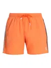 Hugo Boss Boss Iconic Side Stripe Stretch Swim Trunks In Orange