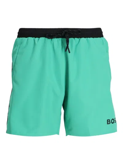 Hugo Boss Boss Starfish Volley Swim Trunks In Green