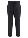 Hugo Boss Elastic Waistband Wool Blend Trousers With Two Back Welt Pockets In Black