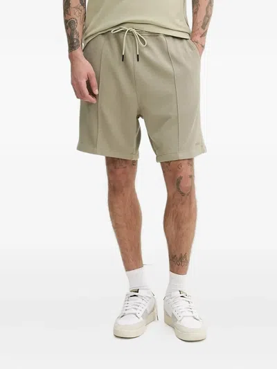 Hugo Boss Drawstring Textured Shorts In Green