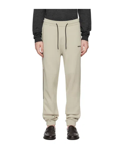 Hugo Boss Beige Logo-embossed Sweatpants In 271-light Beige