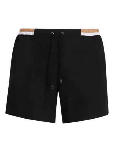 Hugo Boss Drawstring-waist Swim Shorts In Black