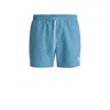 Hugo Boss Drawstring-waist Swim Shorts With All-over Print In Blue