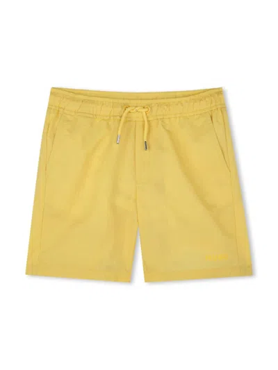 Hugo Boss Kids' Drawstring-waist Swim Shorts In Yellow