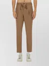 Hugo Boss Drawstring Waist Tapered Leg Trousers With Pockets In Brown