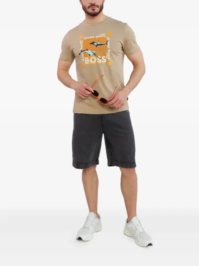Hugo Boss Drawstring-waist Track Shorts In Gray