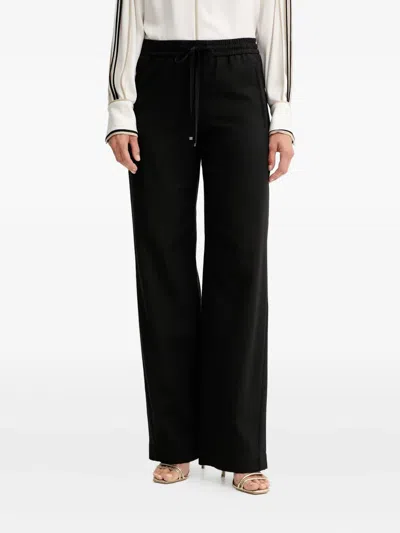 Hugo Boss Drawstring Wide-leg Trousers In Black