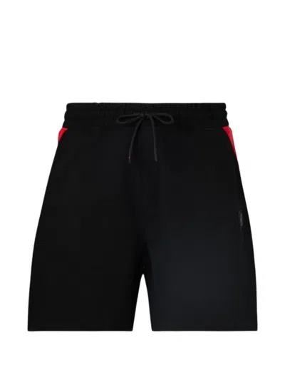 Hugo Boss Drawstring-waist Logo-patch Shorts In Black