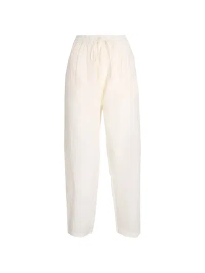 Hugo Boss Drawstring-waist Straight Trousers In White