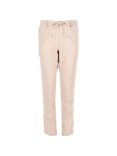 Hugo Boss Boss Beige Linen Polyester Viscose Elastane Trousers In Neutral