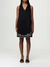 Hugo Boss Cotton Dress With Contrast Embroidery In Black