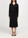 Hugo Boss Twist-detail Long-sleeve Midi Dress In Schwarz