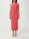 Hugo Boss Boss Fovina Fringe Trim Textured Midi Sheath Dress In Orange