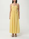 Hugo Boss Boss Orange Dalza Shirred Cotton Maxi Dress In Yellow
