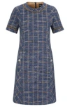 Hugo Boss Dress In Tweed Check With Hardware Buttons In Patterned