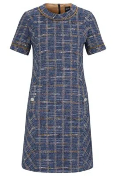 Hugo Boss Dress In Tweed Check With Hardware Buttons In Patterned