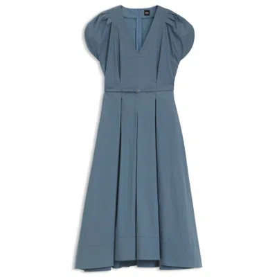 Hugo Boss Dress With Buckled Belt In Blue