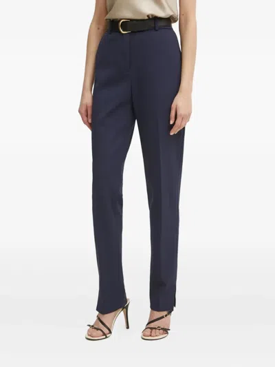 Hugo Boss Dressletic Herringbone Split-hem Trousers In Blue