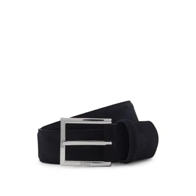 Hugo Boss Dressletic Leather Belt With Concealed Elastic In Blue