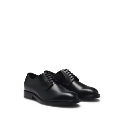 Hugo Boss Lace-up Leather Derby Shoes In Black