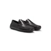 Hugo Boss Grained-leather Driver Moccasins With Logo Strap In Black
