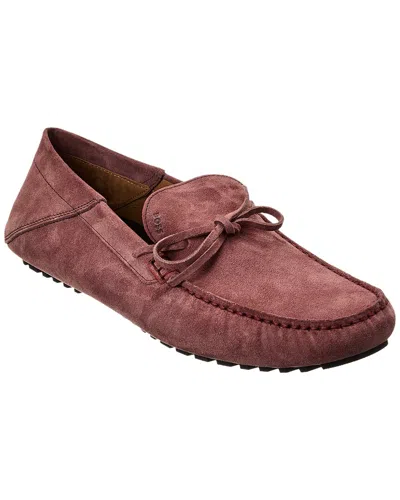 Hugo Boss Driver Suede Moccasin In Pink