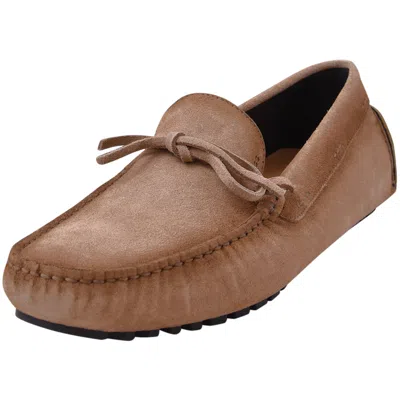 Pre-owned Hugo Boss Driver_mocc_sdbk Men's Loafers Genuine Leather Shoes In Beige