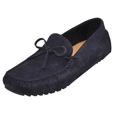 Pre-owned Hugo Boss Driver_mocc_sdbk Men's Loafers Leather Shoes In Blue