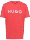 Hugo Boss Drochet Cotton T-shirt In Red