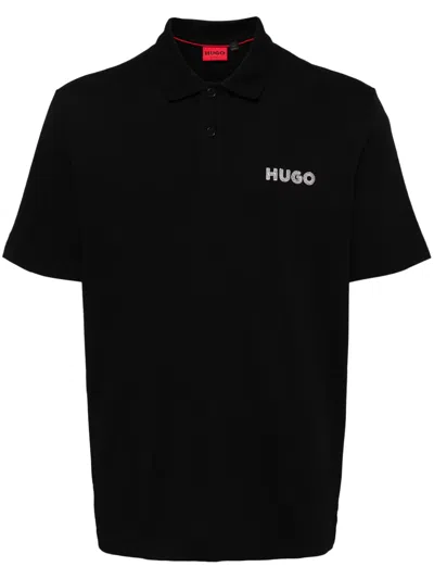 Hugo Boss Drocholo Cotton Polo Shirt In Black