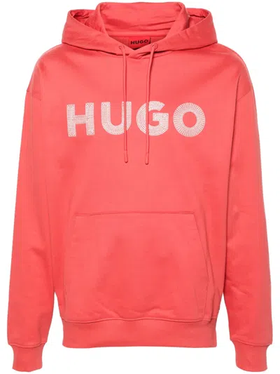 Hugo Boss Drochood Cotton Hoodie In Rot