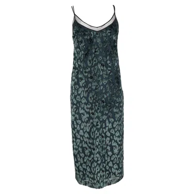 Hugo Boss Dudania Devoré Slip Dress In Green Velvet