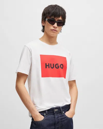 Hugo Boss Dulive222 Mens Large Label Logo T-shirt Nos In White