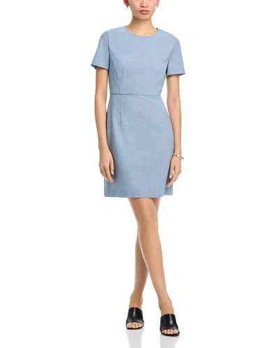 Hugo Boss Boss Dunera Virgin Wool Sheath Dress In Blue