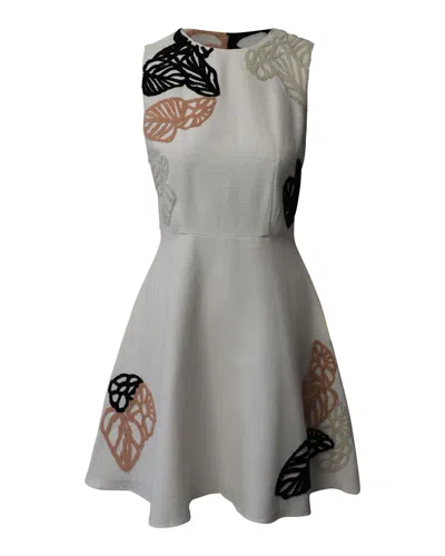 Hugo Boss Dyfera Embroidered Dress In White Ramie