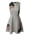 Hugo Boss Dyfera Embroidered Dress In White Ramie In Beige