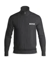 Hugo Boss Ease Cotton Logo Print Full Zip Jacket Regular Fit In Med Gy
