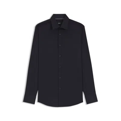 Hugo Boss Boss Men Slim Fit Shirt In Easy-iron Stretch Cotton Poplin In Black