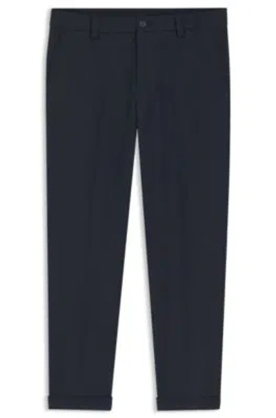 Hugo Boss Easy-iron Modern-fit Trousers In Cotton-blend Twill In Blue