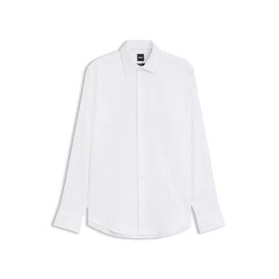 Hugo Boss Slim-fit Shirt In Italian-made Performance-stretch Jersey In White