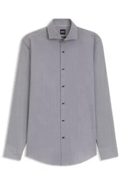 Hugo Boss Easy-iron Slim-fit Shirt In Stretch Cotton In Gray