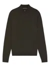 Hugo Boss Ebenji Zip-neck Wool Sweater In Brown
