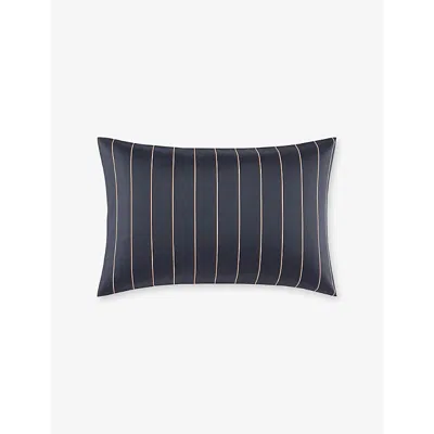 Hugo Boss Ebony Bray Striped Cotton Pillowcase 50cm X 75cm In Black