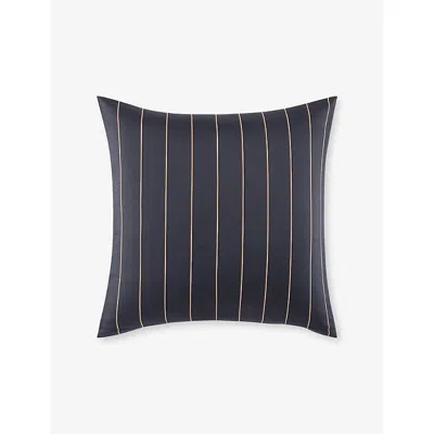Hugo Boss Ebony Bray Striped Cotton Pillowcase 65cm X 65cm In Black