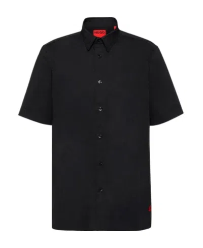 Hugo Boss Ebor Button-down Short Sleeve Shirt In Black